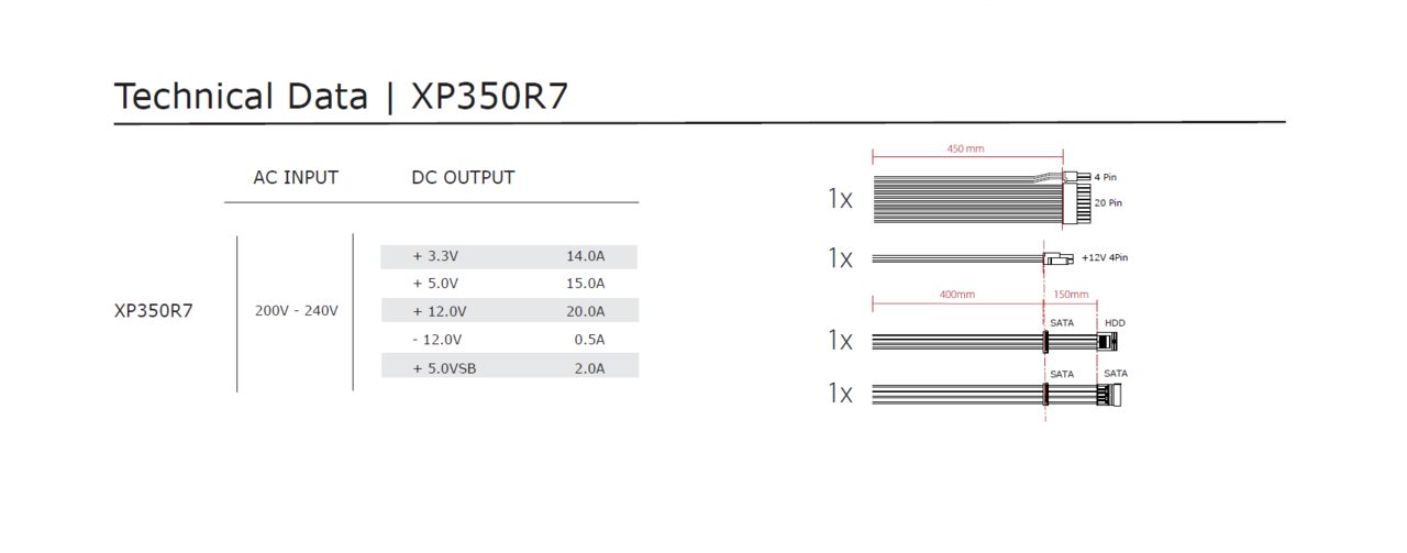 Xilence Xn050 Xp350r7 350 Watt Power Supply Redwing Xp350r7